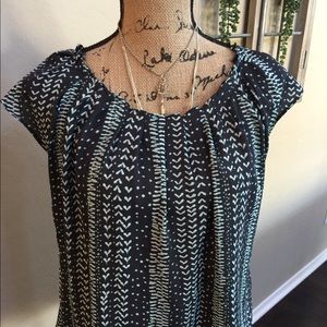 Lauren Conrad Cap Sleeved Blouse Navy Sz M